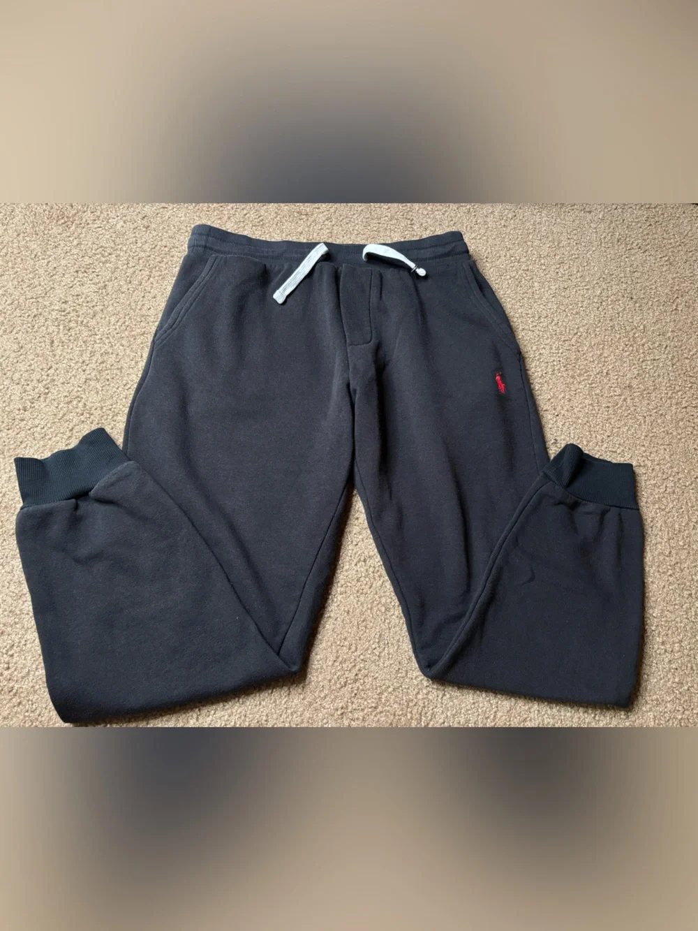 Polo by Ralph Lauren Black Kids Fleece Joggers with Red Pony